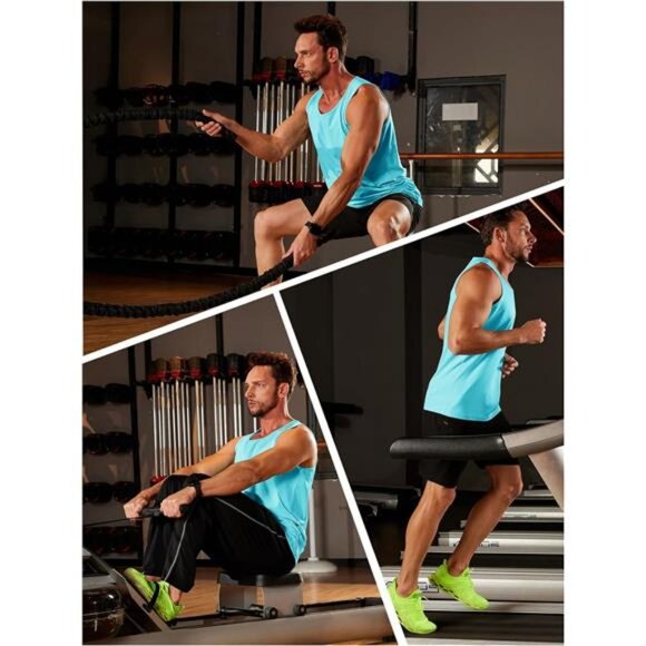 Men's Workout Tank Tops Sleeveless UPF 50+ Summer Sun Shirts Quick Dry - Picture 4 of 7
